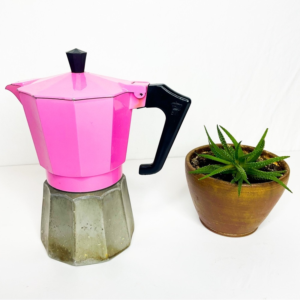 Vintage Pezzetti Pink Stovetop Espresso Maker Moka Pot